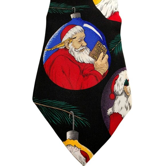 VTG Christmas Neck Tie Saturday Evening Post Santa Claus Ornament Silk Holiday - Picture 2 of 8